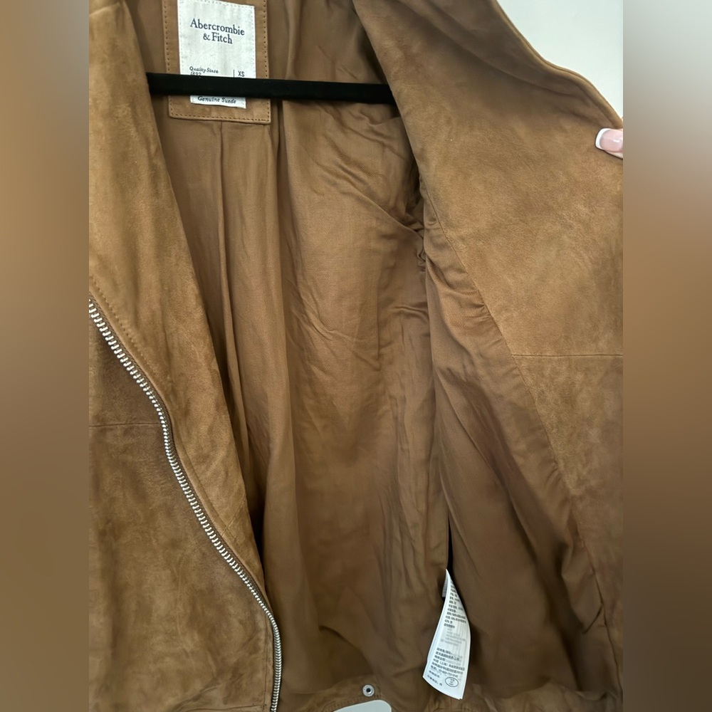 NWOT Abercrombie & Fitch GENUINE Brown Suede Jacket - Picture 9 of 10